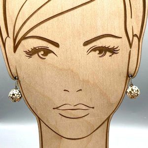 Vintage Pierced Floral Ball Earrings, Dangle Flowers with Enamel and Crystals